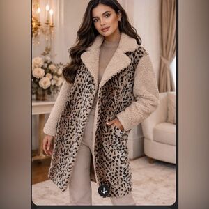 Glamour  Beige and animal print Teddy Jacket mobwife medium